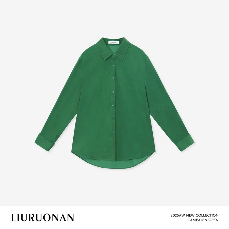 LIURUONAN 25WIN【绿丘衬衫】复古翻领宽松休闲显瘦衬衣秋冬