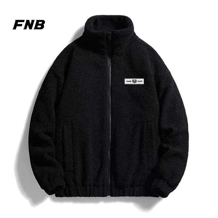 FNB潮牌简约贴标摇粒绒外套羽绒服男款冬季宽松鸭绒保暖情侣棉衣
