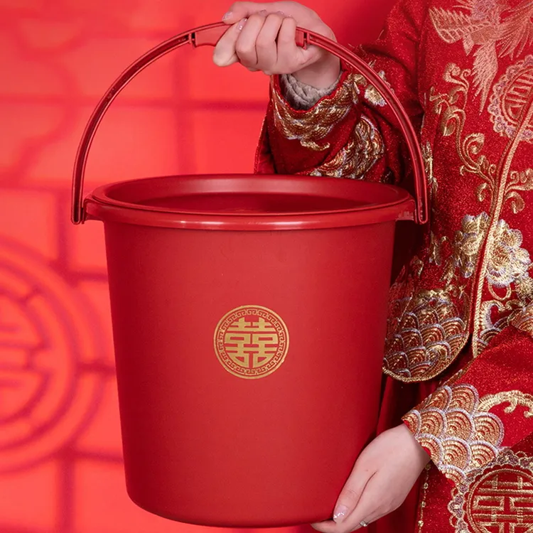 结婚用的喜桶塑料桶水桶婚礼女方陪嫁子孙桶套装米桶婚庆用品大全