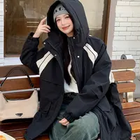 （衣长72）9857工装冲锋衣羽冬季新款显瘦保暖连帽白鸭绒外套