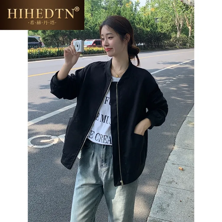 休闲外套女春秋款宽松显瘦长袖夹克小个子洋气百搭短款棒球服开衫