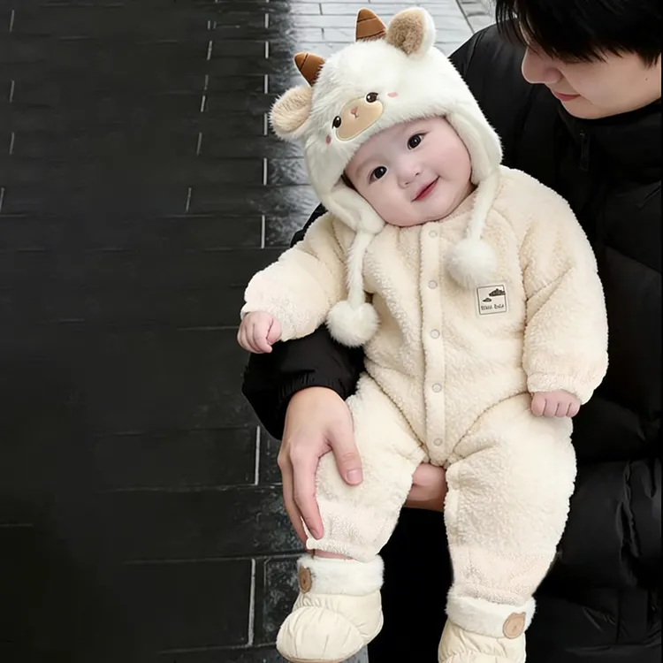 宝宝冬天罩衣长袖保暖长爬A类婴儿爬服新生儿哈衣加厚男女童睡衣