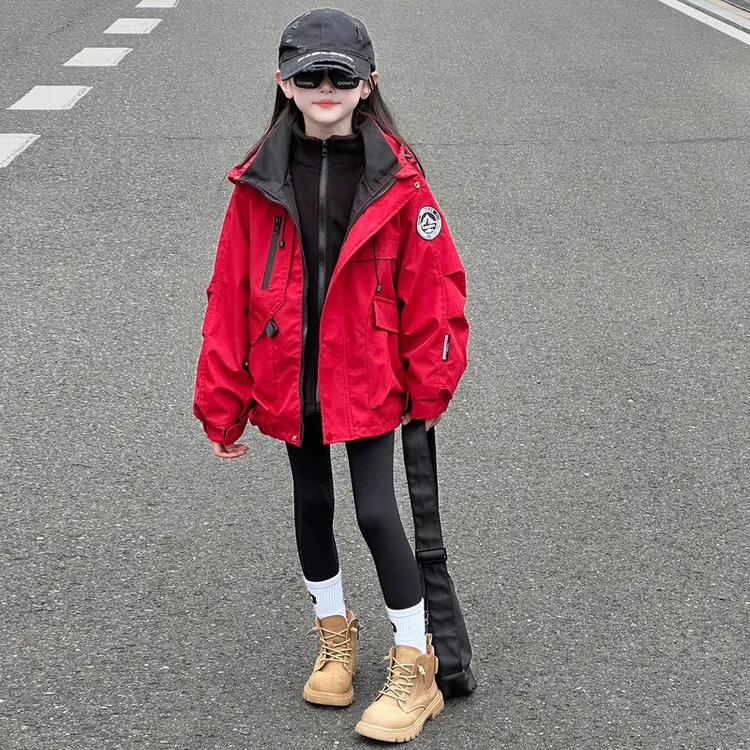 巴拉开门女童冲锋衣三合一可拆卸冬季2025新款儿童小女孩