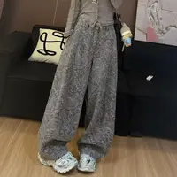 【LLU李】秋季新款复古水洗牛仔裤直筒宽松阔腿裤显瘦 LLU-992005