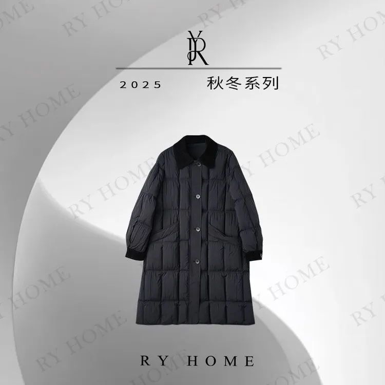 【容雨RYHOME】秋冬灯芯绒翻领90白鸭绒羽绒服254YF1498