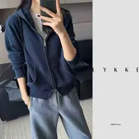 LYKKE 25新款连帽卫衣外套正肩双头拉链慵懒风开衫上衣-25351