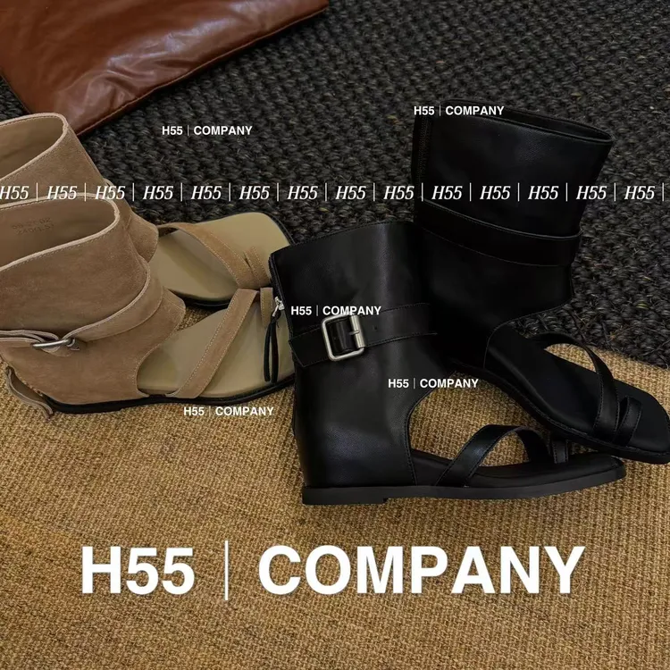 【卡麦酱肉肉】H55-“棕榈与风”沙丘风5cm增高套趾罗马凉靴59-2562