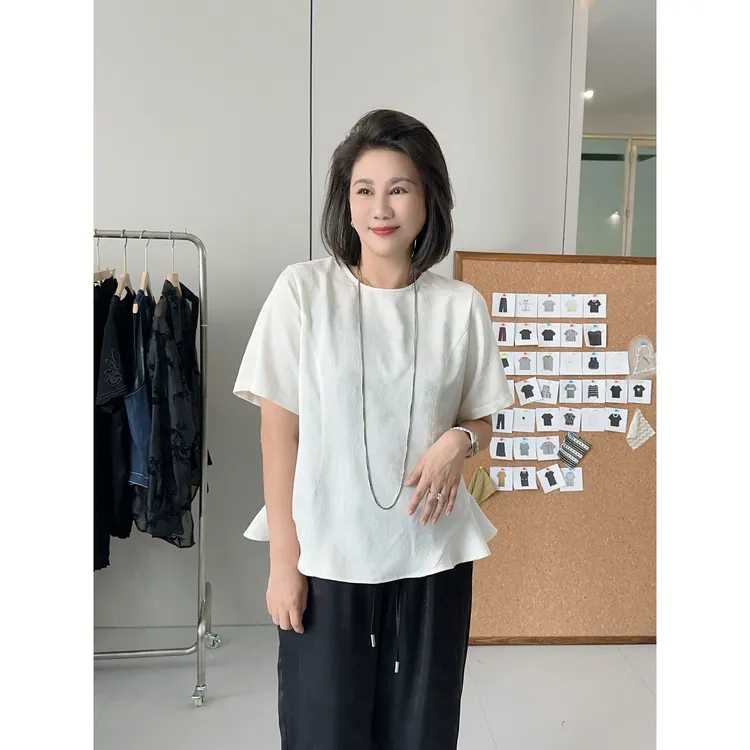 微胖女装【玉锦】新中式鱼尾T恤短袖上衣国风高级感轻奢夏季20735