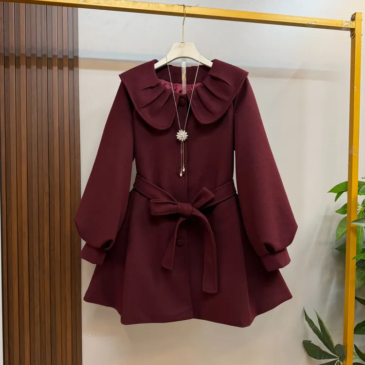 新款大码女装欧货时尚洋气纯欲女神风荷叶领设计加棉显瘦外套