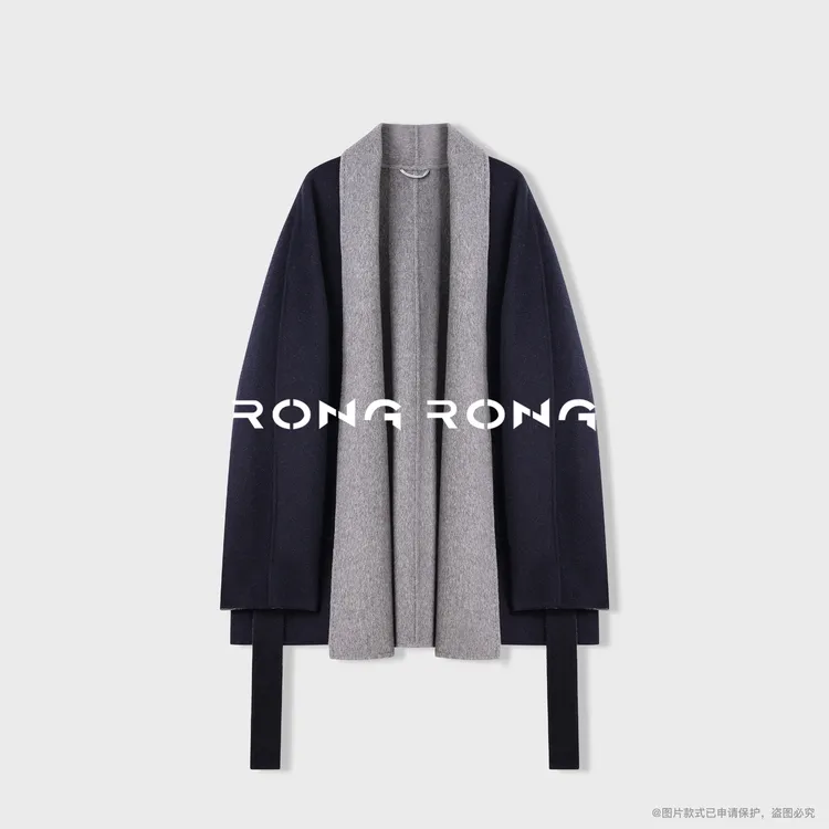 溶溶【优雅御感】RONGRONG 100绵羊毛慵懒老钱风双面呢外套24D093