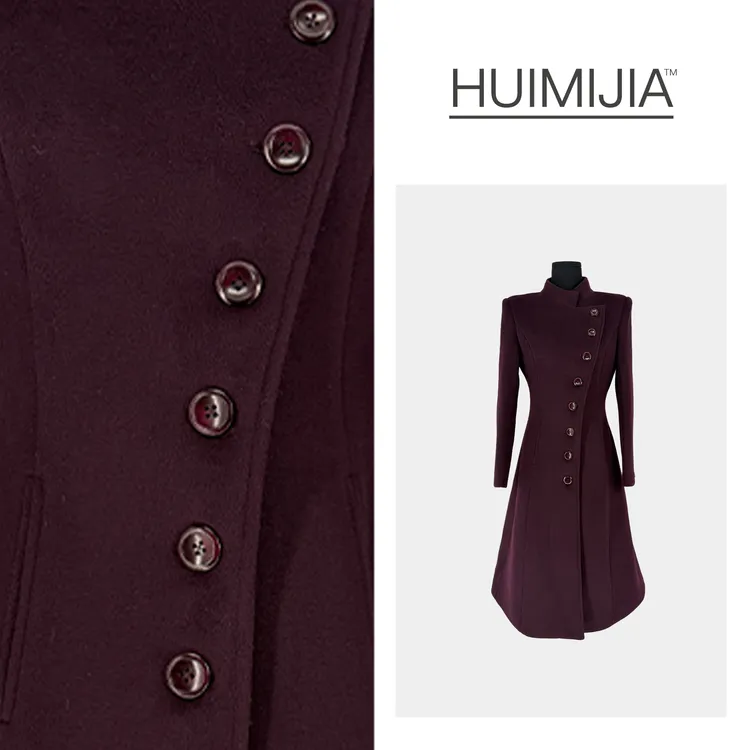 【秋冬新款】高奢赫本风斜排扣中长款加棉款毛呢大衣【Q259103】