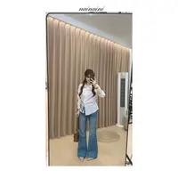 奈奈妮【蔚蓝物语】直筒阔腿牛仔裤女2025秋季新款设计高腰显瘦9920