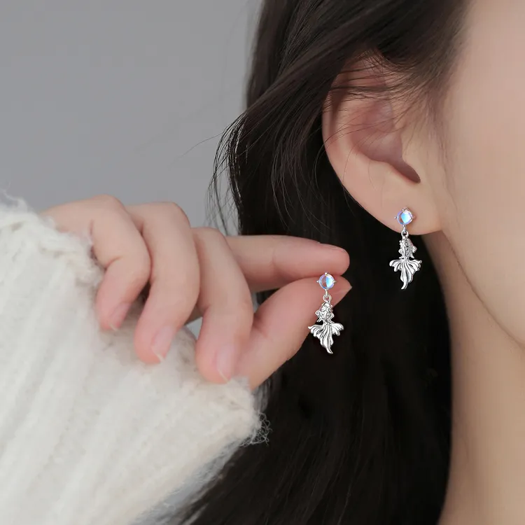 足银耳饰 999纯银锦鲤耳钉设计感气质耳环女小众轻奢精致时尚个性