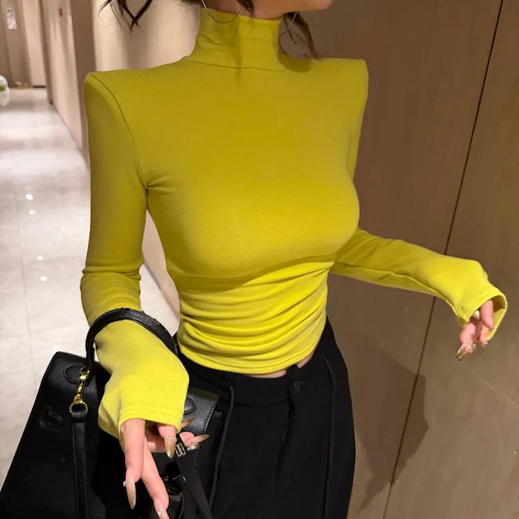 辣妹磨毛加厚打底衫女2025秋冬新款韩版气质修身显瘦内搭长袖T恤