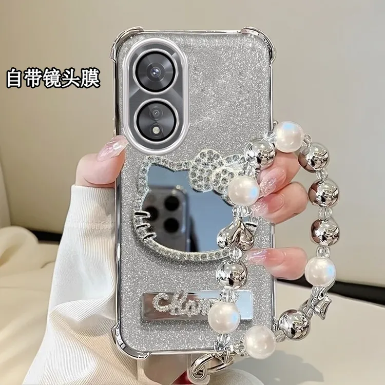 水钻KT猫补妆镜子OPPOA1Pro手机壳四角防摔a1pro全包软PHQ110新款