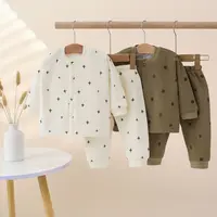 印花分体套装薄棉婴幼儿纯棉保暖高腰护肚两件套夹棉家居服c