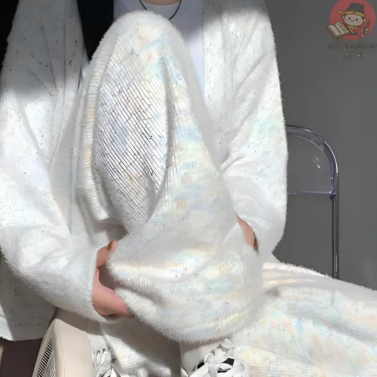 秋冬冬季休闲风阔腿裤针织休闲裤毛绒韩版加绒软糯糯白色加厚长款