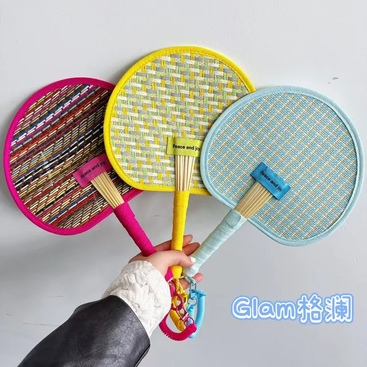 【Glam格澜】多巴胺夏日便携麦秆蒲扇可爱手摇扇少女心圆形扇子