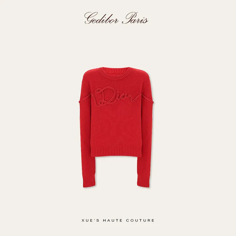 XUEXUE丨100羊毛 重工设计感字母刺绣时尚针织上衣GD25-ZZ795