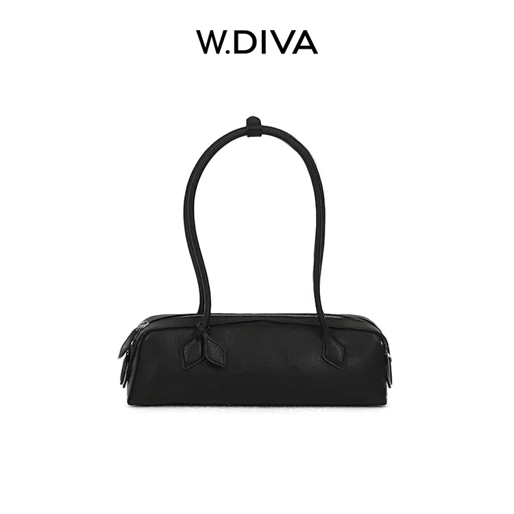 W.Diva【暗色】牛皮时尚复古时髦多功能长柄法棍腋下包50B221993