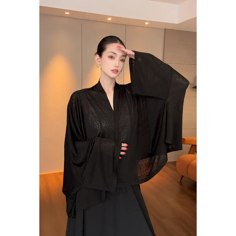 紫紫  碎钻天丝外披  透透钻冰感大袍设计感外披ZD07WZYL502