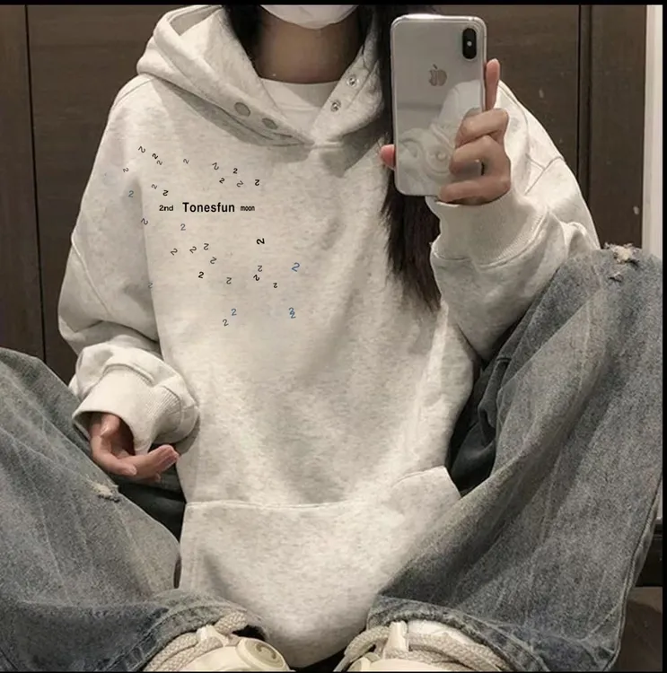 街头潮酷连帽卫衣慵懒风加绒加厚男女潮流学生长袖韩版情侣款百搭