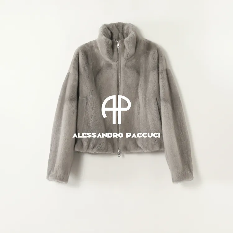 SAGA✖AP洛哥54127CS【降雪】进口水貂+桑蚕丝内里立领拉链皮草外套