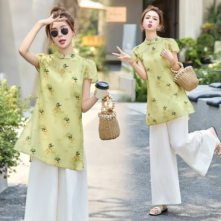 中式时尚套装套装唐装宽松复古女装夏季民族明星同款新国风女装