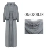 OneKoilin“悉尼街头”显瘦百搭毛领毛衣长裤套装 XNJT