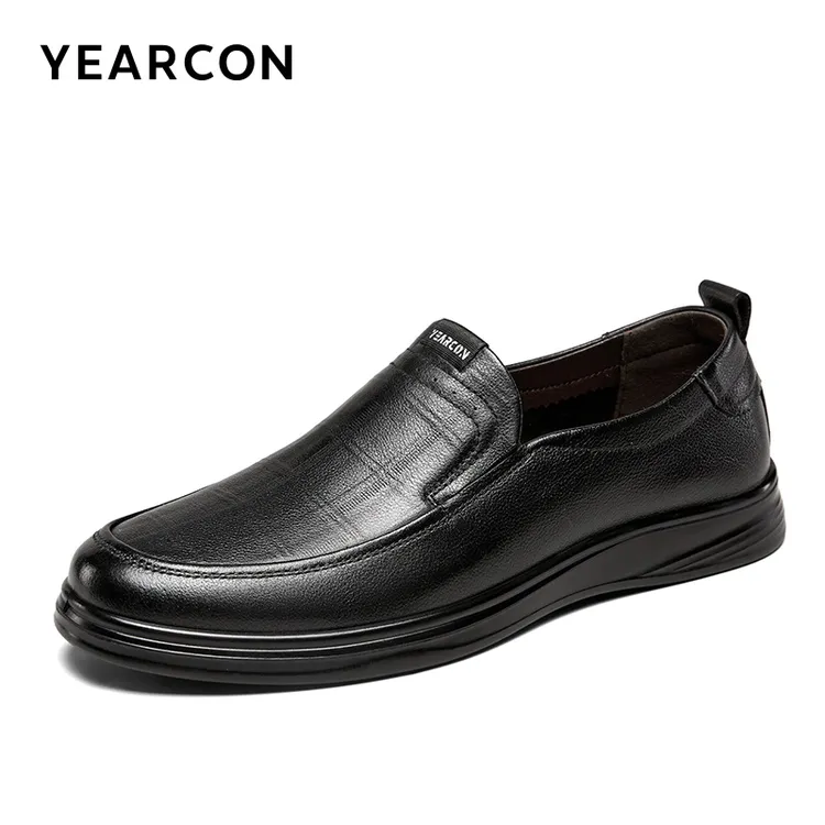 专柜意尔康透气一脚蹬皮鞋休闲男士男款真皮商务软底男鞋夏季新款