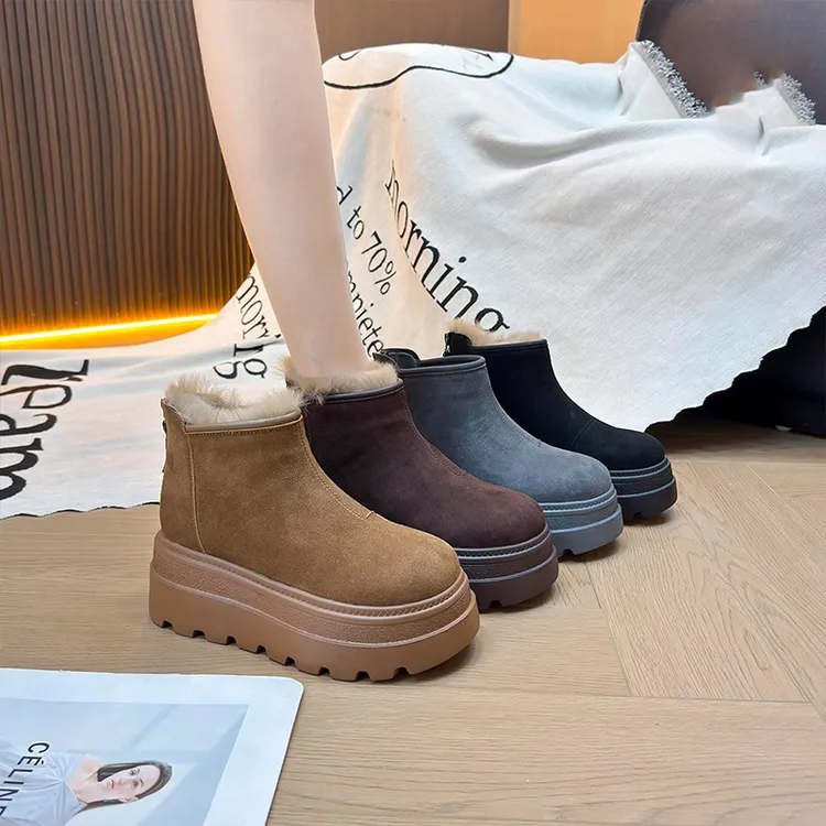 厚底增高加绒保暖加厚雪地靴女2025新款冬小个子爆款勃肯短靴棉鞋