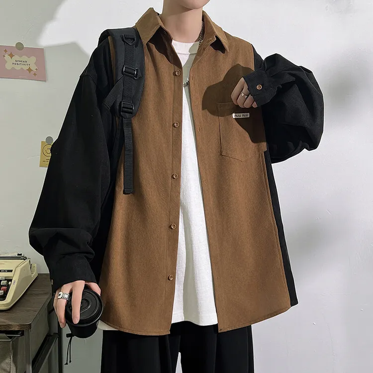 格子衫亚麻休闲春季新款中性风衬衫男韩版宽松长袖衬衣日系现货