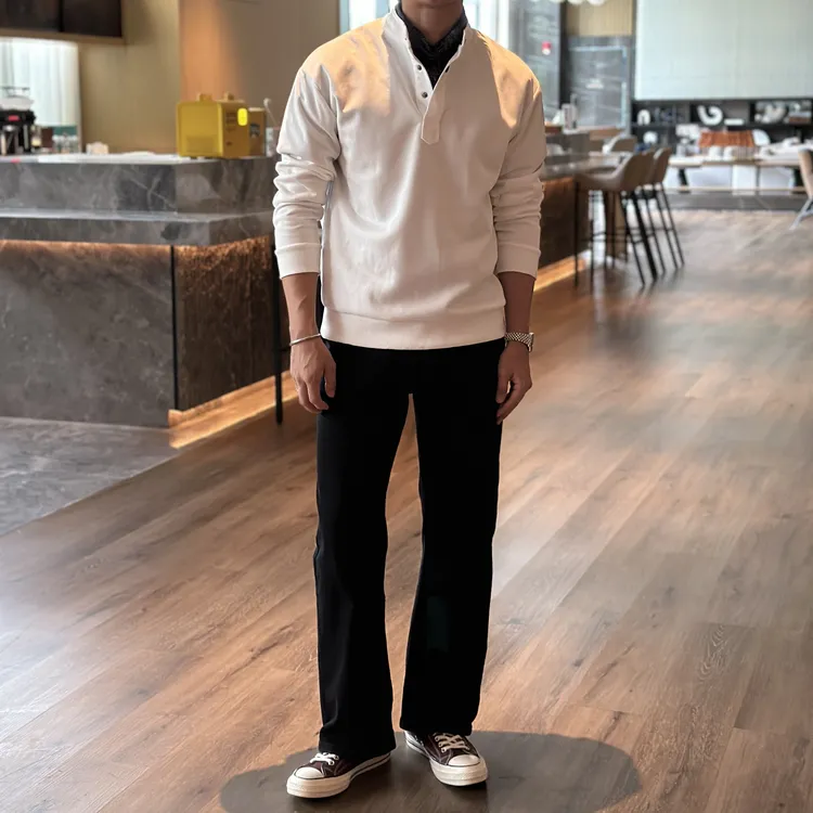 杨翌明服饰 RN009256 秋季新款纯色立领polo衫男士纯色休闲卫衣