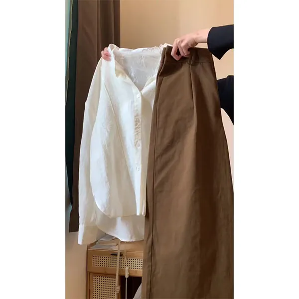 韩系搭配一整套高级感时尚减龄衬衫高腰阔腿裤两件套装女早秋新款