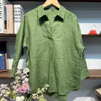 【左耳与麻】2025夏季新品100%汉麻V领简约百搭七分袖衬衫女52095
