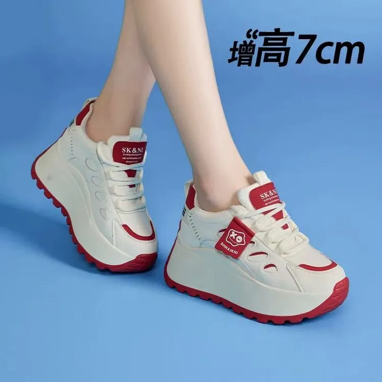 7CM小白老爹鞋女秋季新款软底运动休闲厚底显脚小个子内增高女鞋.