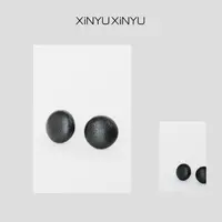 非金属皮质耳饰  XINYU/芯与 定制款皮质气质圆形耳钉 RH32166
