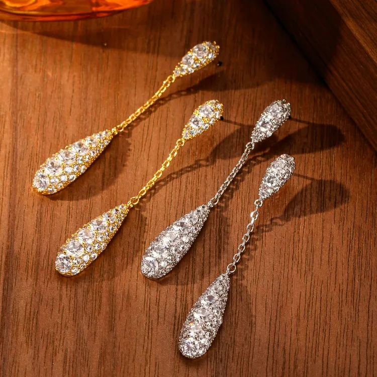 【KEFAN珂梵】水滴铃铛法式高级感耳钉镶钻女长款日韩耳饰小众百搭