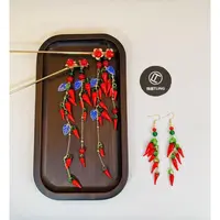 【红红火火】原创新年辣椒琉璃流苏步摇红色新年发簪发钗