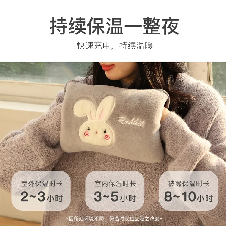 防爆注水热水袋暖水袋女电暖宝可爱肚子卡通暖手宝宝毛绒敷充电式