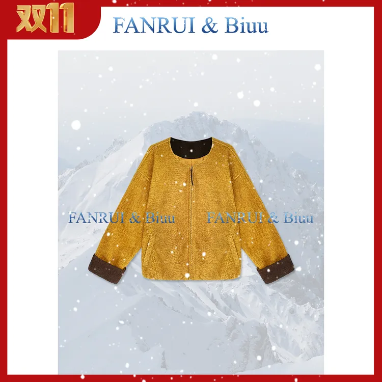 抖音双11泛芮「街潮秘境」羊毛双色复古高级洋气百搭大衣外套B19185