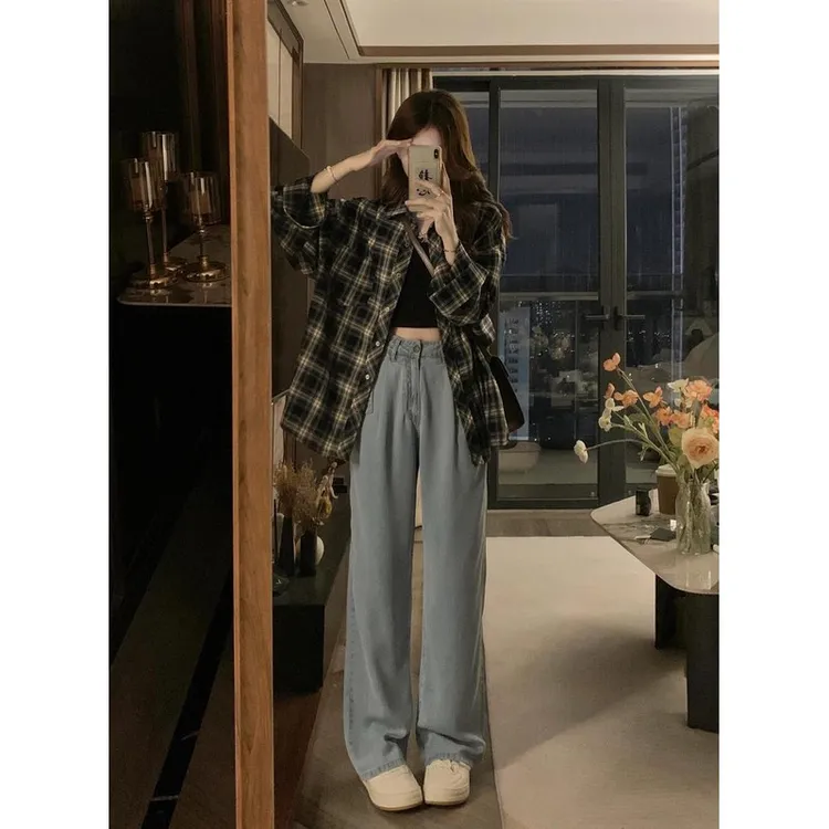 复古格子衬衫女春夏年新款衬衣设计感薄款防晒外搭上衣外套女