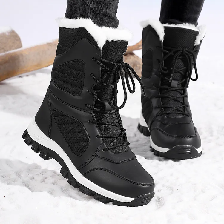 东北雪地靴男女冬季加绒加厚保暖棉鞋情侣防水防滑中筒户外滑雪鞋