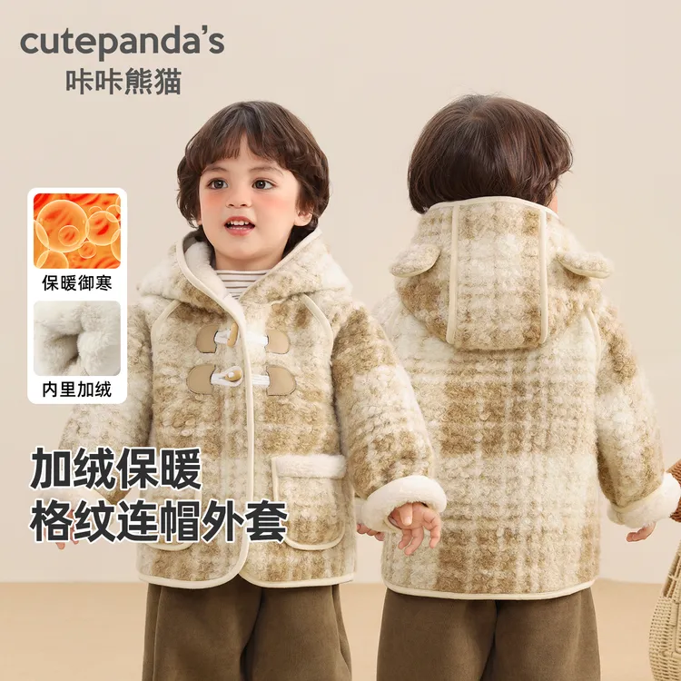 儿童加绒外套秋冬男童冬季加厚冬装女童婴儿宝宝保暖上衣Y10212