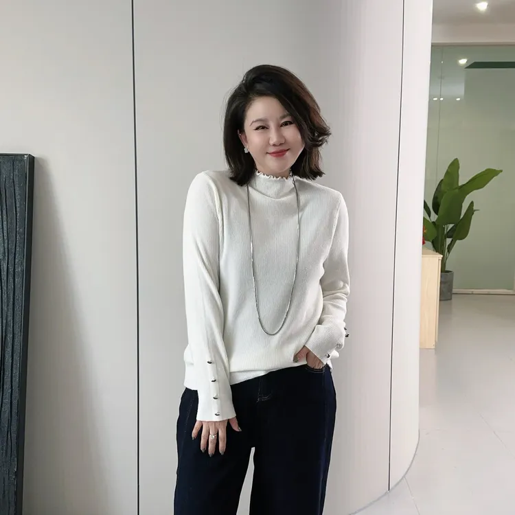 微胖女装【宝藏毛衣】木耳边毛衣打底套头上衣针织衫4251