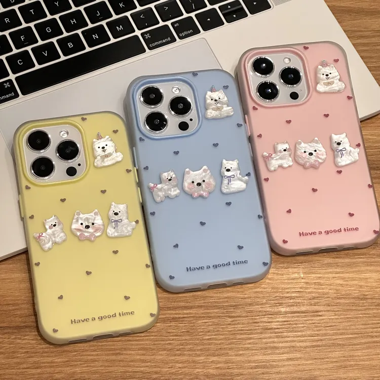奥菲顿可爱立体小狗贴件适用iPhone16/15肤感13手机壳14苹果12套
