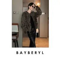 BAYBERYL老贝皮袢湖羊超薄圆领时髦秋卷毛一体皮衣9PY5I2643-9/27