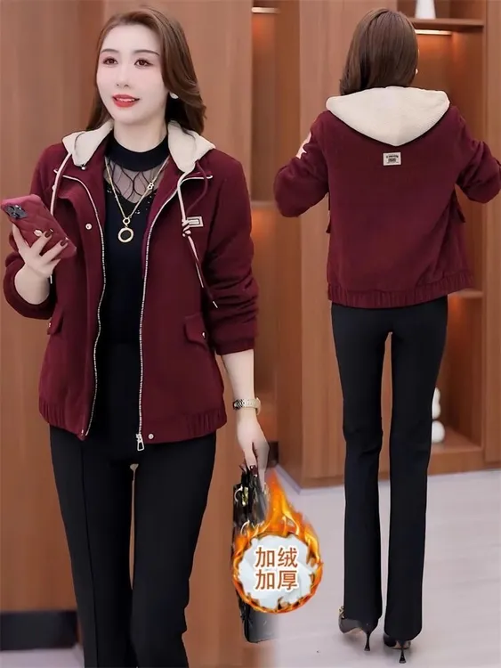 冬季韩版新款外套小个子短款保暖棉袄中年妈妈女装加绒加厚外套