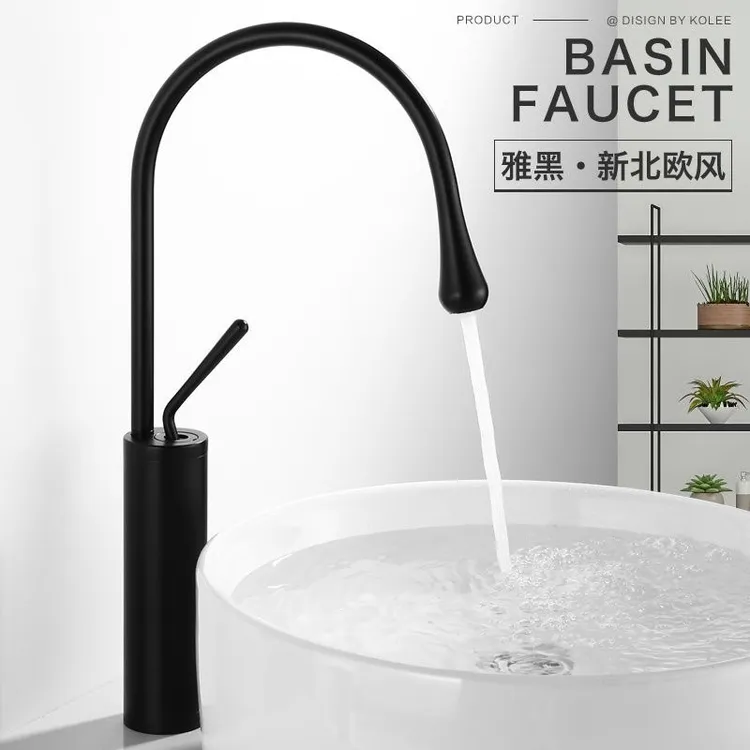 北欧简约美学面盆水龙头冷热浴室台上盆浴室柜洗手盆龙头加高旋转