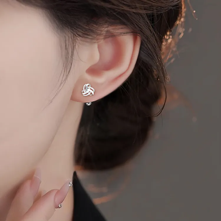 足银耳饰 螺旋平安结耳环设计感精致免摘养耳洞耳钉女设计感耳饰
